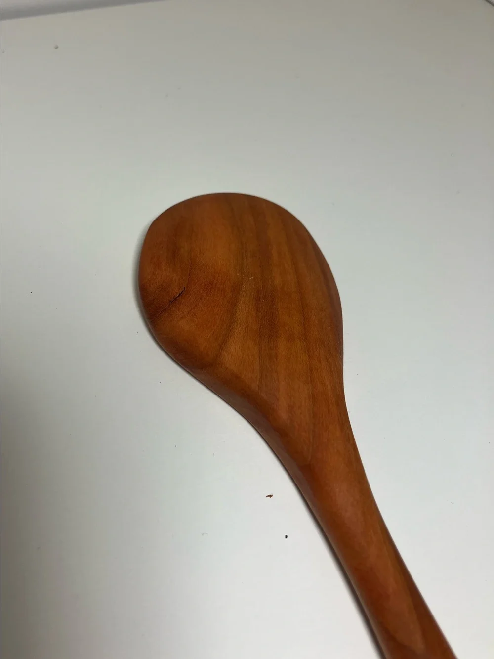 Daisymaeshop Handcarved 8 inch wooden spoon made from cherry wood.